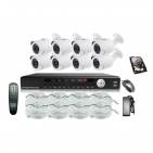 Kit supraveghere exterior IP cu 8 camere bullet, 720P H.264, IR 30M