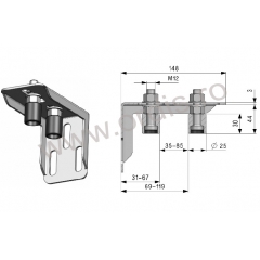 Placa de ghidaj cu 2 role reglabila UGP35-85-2PLACA